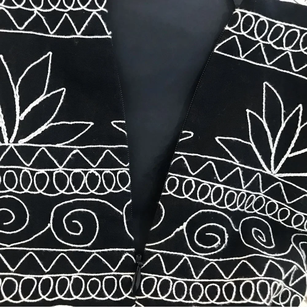 Talbots Black White Embroidered Stitch A Line Bohemian Skirt